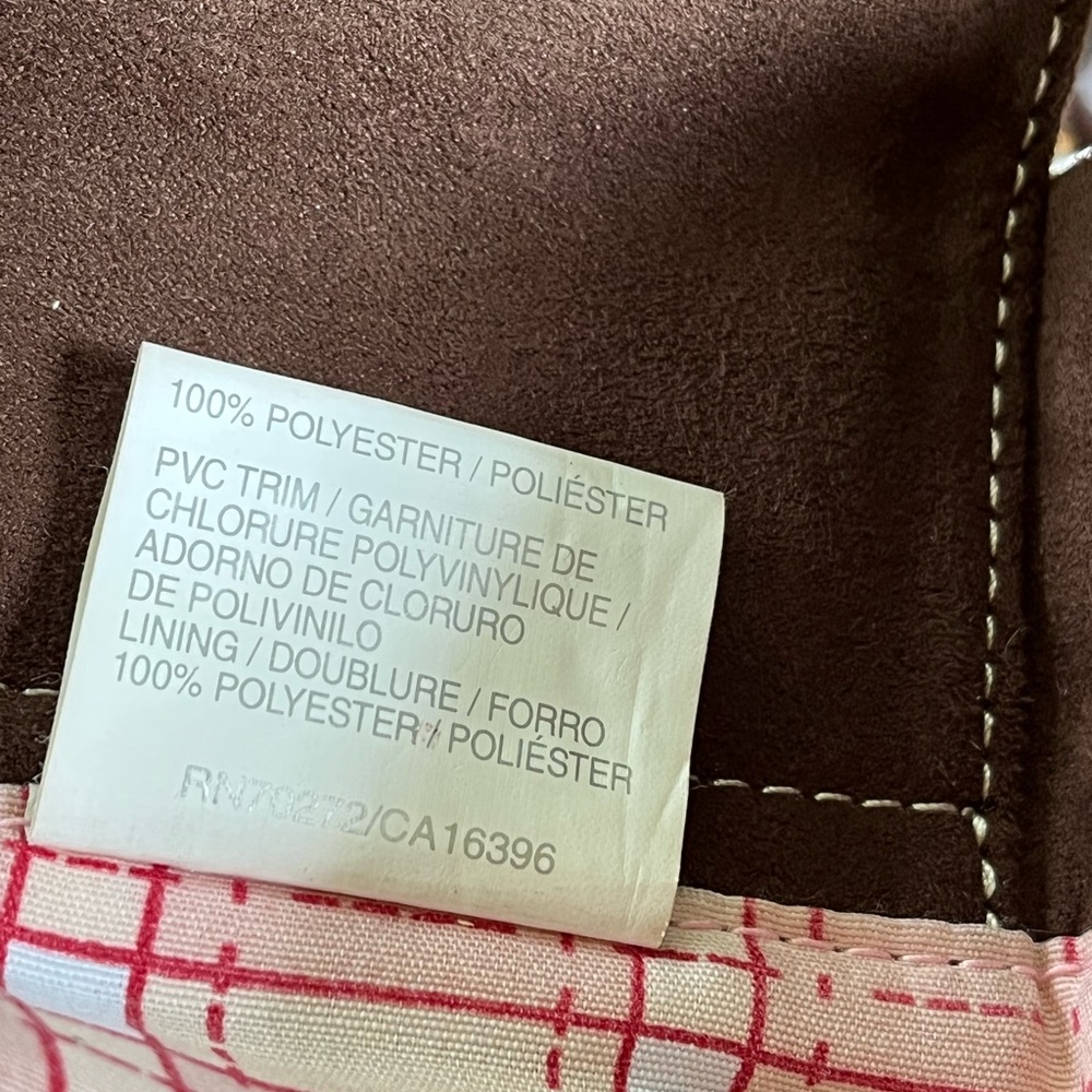 Y2K Liz Claiborne Brown Large Tote Shoulder Bag Purse Attached Wallet Microfiber - Picture 7 of 7